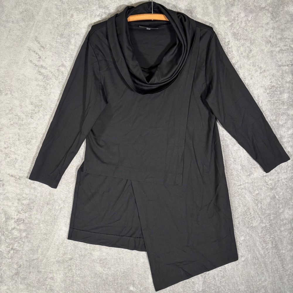Bryn Walker Black Modal Blend‎ Asymmetric Cowl Neck Tunic Top XXS Made in USA